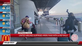 United Airlines surprises 49ers fans with pep rally