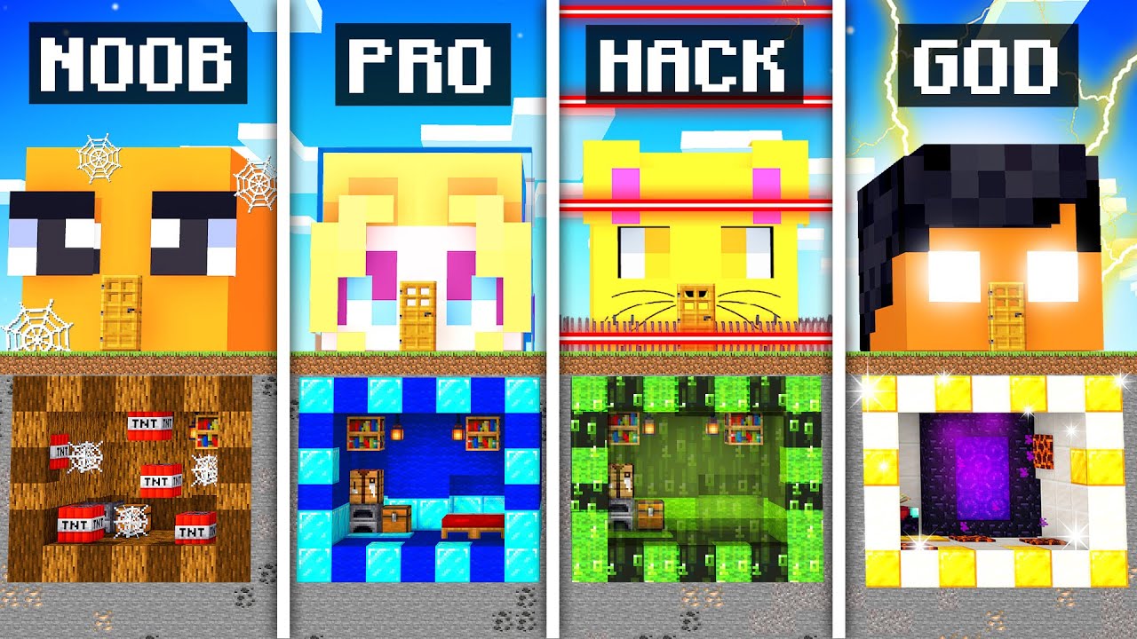 Base SUBTERRÂNEA 100% SEGURA NOOB vs PRO vs HACKER vs DEUS no Minecraft!
