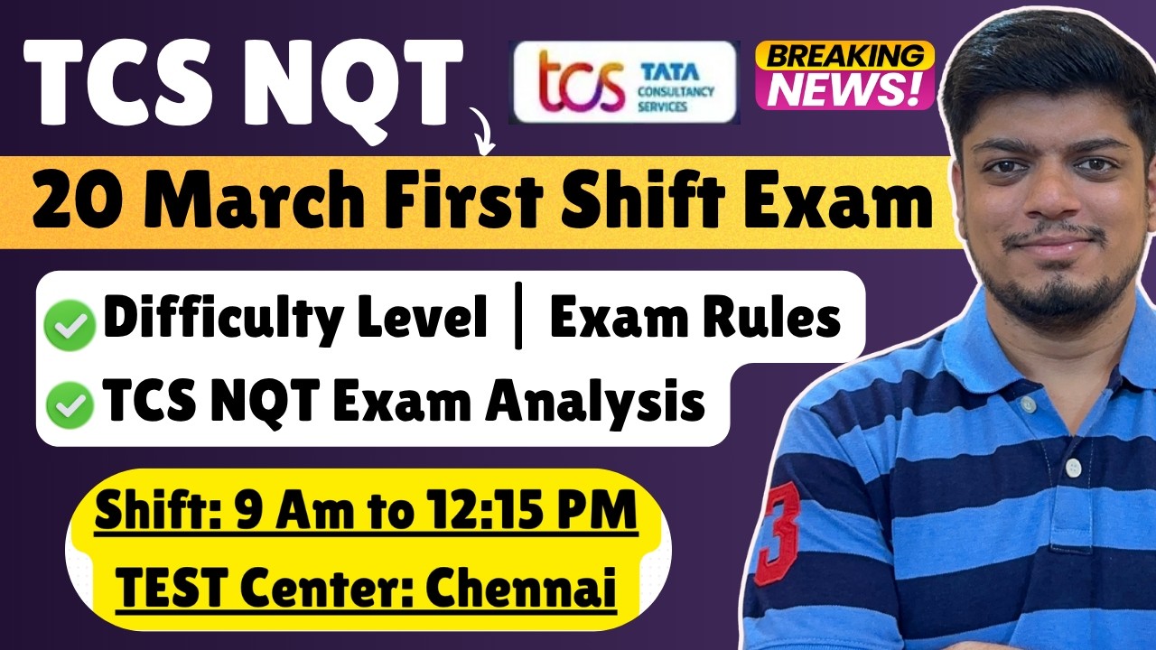 🔥TCS 20 March First Shift Exam Paper Analysis | TCS NQT 2026 (Today's ...