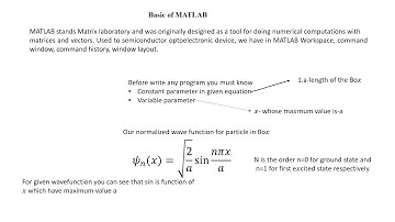 MATLAB  code for particle in a box
