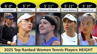 2025 Top Ranked Women Tennis Players HEIGHT