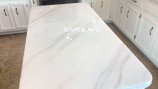 White Pearl Epoxy Countertop with Diamond Dust