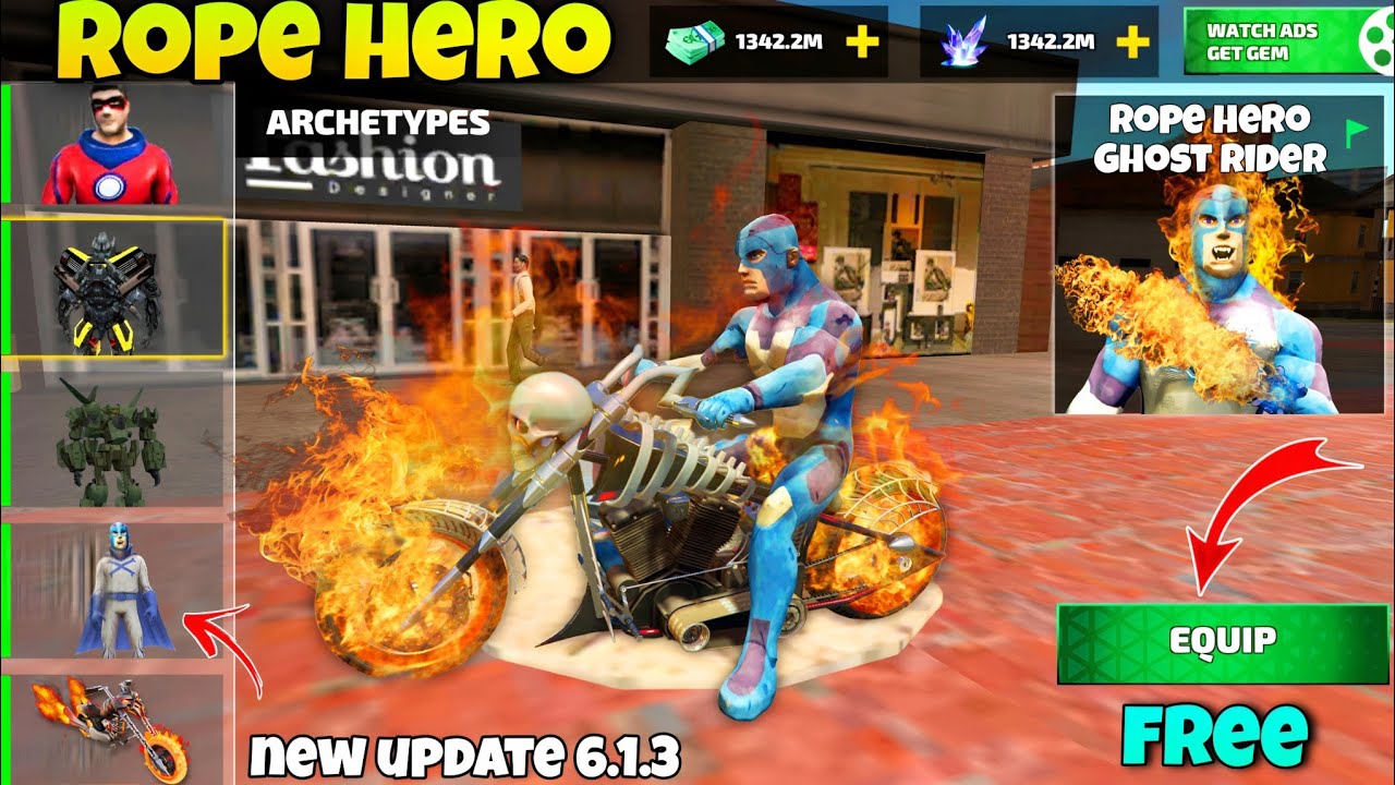Rope Hero New Ghost Rider Power In Vice Town | Rope Hero Vice Town ...
