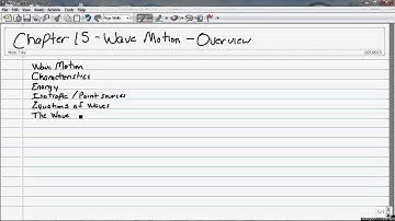 0400 Chapter 15 Wave Motion Overview