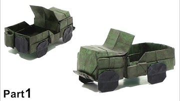 ORIGAMI JEEP WILLYS M38A1 TUTORIAL (Alberto Plaja) PART 1 折り紙 ジープ  UNITED STATES MILITARY VEHICLE