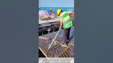 The process of using a rebar bender on a construction site