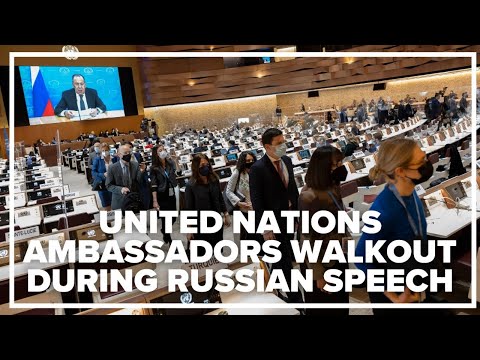 Human Rights Council diplomats walk out during Sergei Lavrov speech