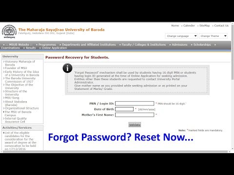 MSUBARODA - Digital University | Forget password? (English)