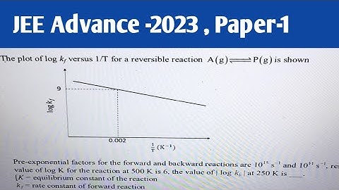 The plot of log 𝑘𝑓 versus 1/ 𝑇  for a reversible Reaction..  [JEE Adv-2023 ,Paper-1] | Kinetics