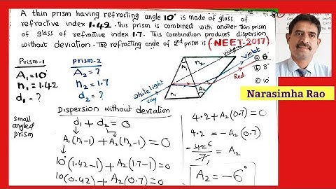 A thin prism having refracting angle 10 degree is made of glass of|NEET 2017 | NARASIMHARAO SIR
