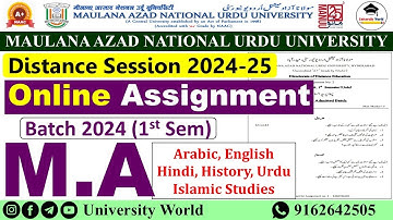 Manuu Distance M.A Online Assignment July Batch 2024 | Arabic, English, Urdu |  @UniversityWorld ​