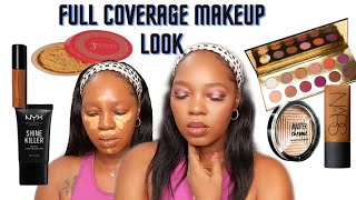 FULL COVERAGE MAKEUP LOOK AND HALO EYESHADOW | NARS, ELF, COLOURED RAINE AND MORE | Janelle Veronica