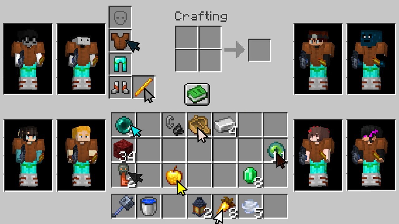 Shared Inventory Minecraft 8 Youtubers Share 1 Inventory in Minecraft - YouTube