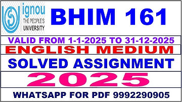 BHIM 161 solved assignment 2025 in English || bhim 161 solved assignment 2025 || ignou bhim161 2025