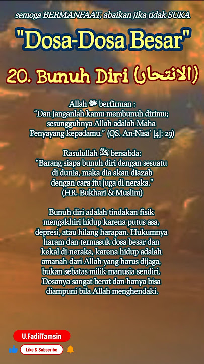 Putus Asa Lalu Bunuh Diri? Ini Hukumnya dalam Islam! #shorts