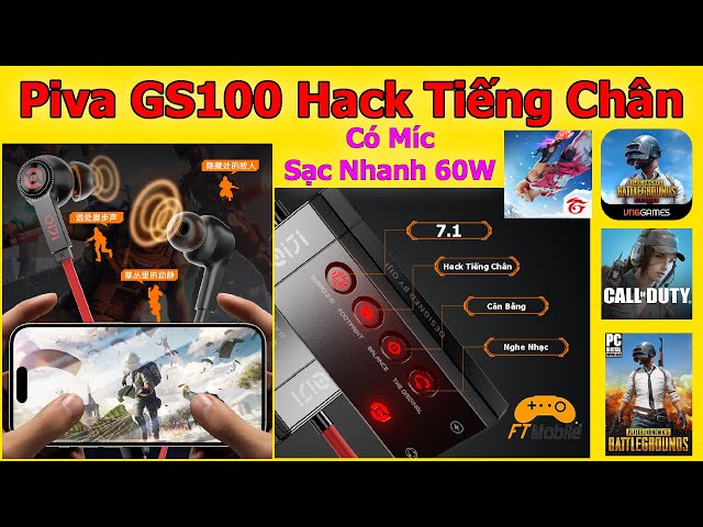 Sound card Piva GS100 Hax tiếng Chân Sạc Nhanh 60W Có Míc Chuyển Game FPS Mobile Và PC