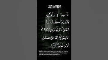سورة العنكبوت قل سيروا في الأرض فانظروا كيف كانت بدأ الخلق ثم الله ينشئ النشأة الآخرة الاية ٢٠