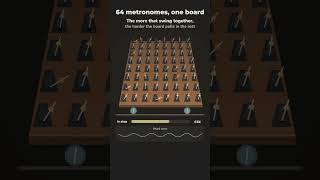 64 metronomes start at random. Then I let the board roll.