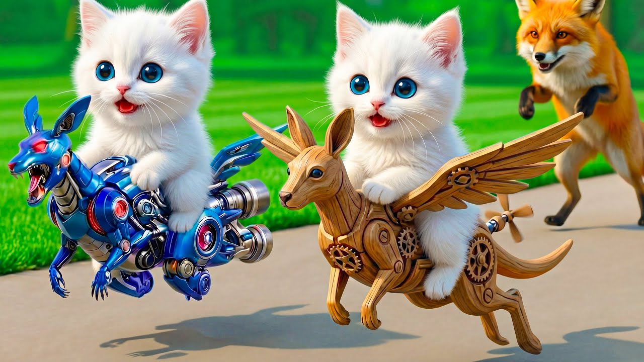 Mama Cat and Kitten Protect The Farm vs Bad Fox | Cats Videos AI Heartwarming Story