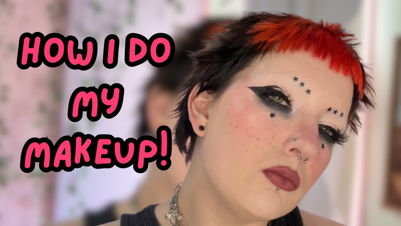 Simple Alternative Makeup Tutorial ☆ BIG EYELINER + star brows - YouTube