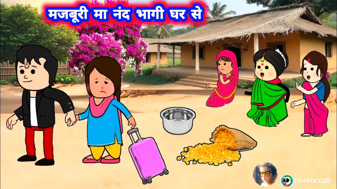 मजबूरी मा नंद भागी घर से 😲🥺 मस्त कॉमेडी #jijiwalacartoon @Divyarbl 