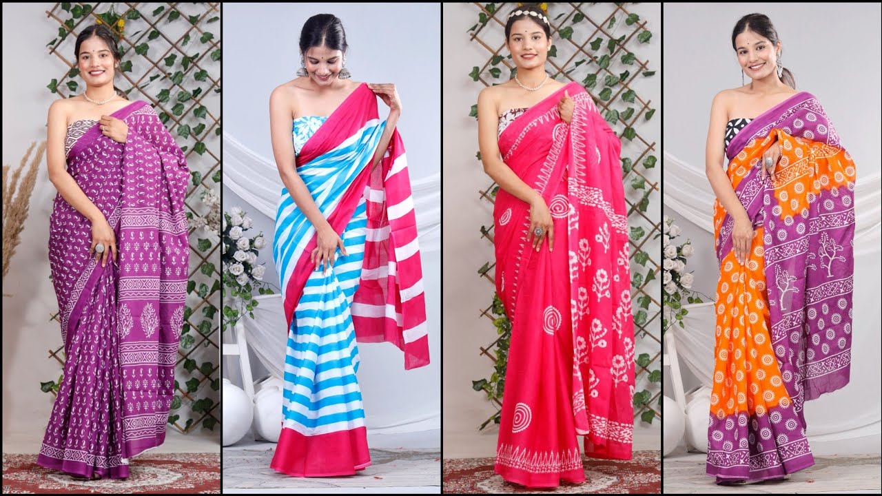 Cotton Mulmul Sarees | Free Shipping | Beautiful Mulmul Sarees Online Shopping 