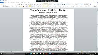 Today's famous birthdays list of celebrities on October 27, 2021. Profile