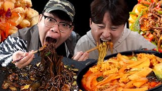 이사 도와주고 쟁반짜장 짬뽕 탕수육 고추잡채 잔뜩 시켜서 먹방 Black Bean Noodles&Spicy Seafood Noodle MUKBANG