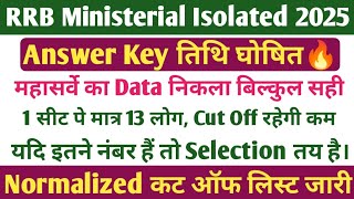 RRB Ministerial Isolated कट ऑफ 2025🔥। RRB Ministerial Isolated Answer key 2025 । 
