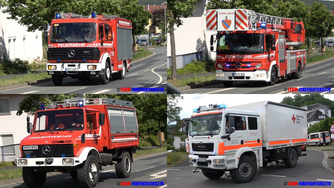 [Zugunfall mit PKW - Zug brennt - eingeklemmte Personen] unangekündigte Alarmübung in Lohr am Main