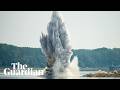 Romanian navy blows up rock in Danube to redirect water to nuclear plant