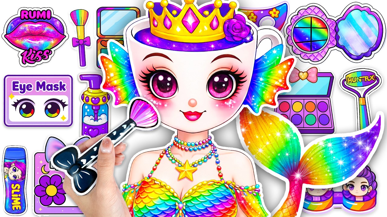 💄Paper DIY💄 ITALIAN BRAINROT Mermaid Ballerina Cappuccina Colorful Fashion Skincare Makeup ASMR🎀