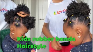 Kid natural hairstyle protective style | 4c hair rubber band hairstyle