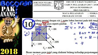 10. sebuah bidang persegi dengan sisi 1 meter bebas berotasi pada
titik tengah diagonalnya. tersebut bekerja tiga gaya seperti gambar.
besar mome...
