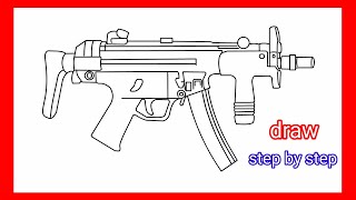 MP5 Drawing | Step by Step Line Art Tutorial