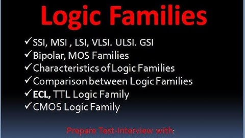 Logic Families- SSI, MSI , LSI, VLSI. ULSI. GSI, Bipolar, MOS , ECL, TTL Logic & CMOS Logic Family