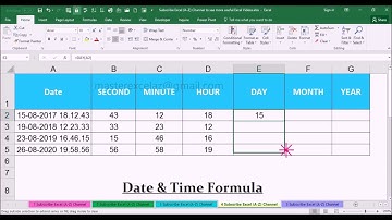 How to extract SECOND, MINUTE, HOUR, DAY, MONTH, YEAR from Date & Time in Excel 2016