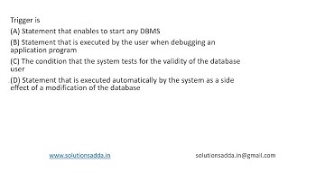ISRO 2016 | DBMS | TRIGGER | ISRO TEST SERIES | SOLUTIONS ADDA | EXPLAINED BY ISRO AIR-1
