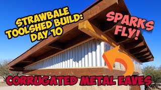 #strawbale #offgrid Strawbale Toolshed Build Day 10: Closing in the Eaves