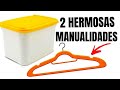 2 HERMOSAS MANUALIDADES CON ENVASE DE HELADO Y PERCHA