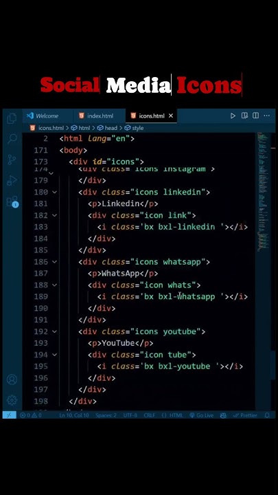 Create Social media icons design using html and CSS | html css projects ...
