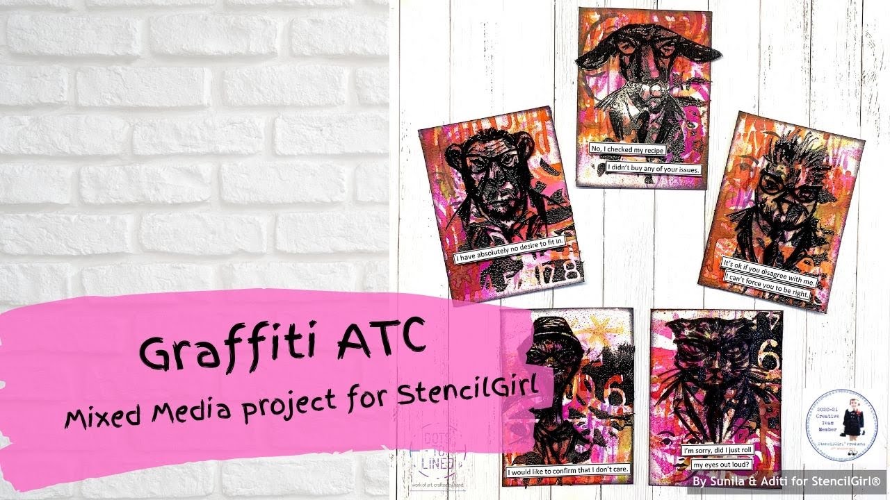 StencilGirl Typography & Graffiti Mixed Media ATC YouTube