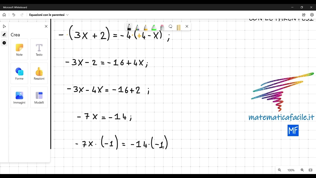 Equazioni con le parentesi - 4th