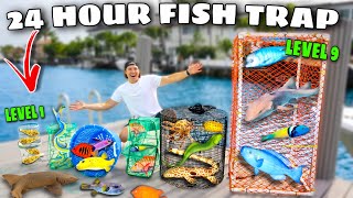 24 HOUR FISH TRAP Catches TONS of FISH For My SALTWATER POND!