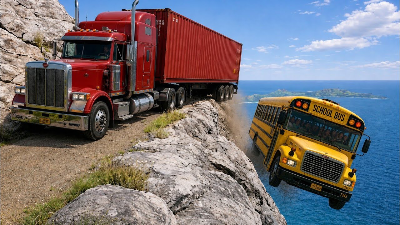 IMPOSSIBLE Truck vs Bus Crash on a Cliff Edge! Crash Compilation #146 | BeamNG Drive.