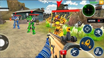 Fps robot shooting game: Transforming robot games : THE ANCIENT WAR _ Android Gameplay #4
