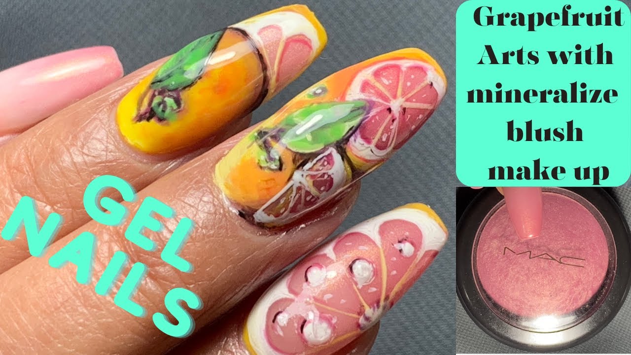 Grapefruit gel nail designs/summer nail art ideas/ I used a mineralize