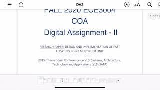 A1 04 17BEC0066 Vaishnavi DA2 DESIGN AND IMPLEMENTATION OF FAST FLOATING POINT MULTIPLIER UNIT