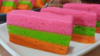 Resep Rainbow Cake Kukus Mudah, Lembut Dan Enak