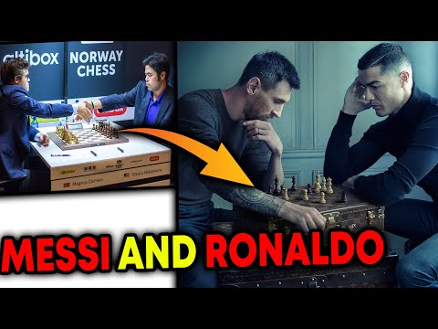 Messi and Ronaldo Playing Chess Canvas Printmessi Vs Ronaldo 